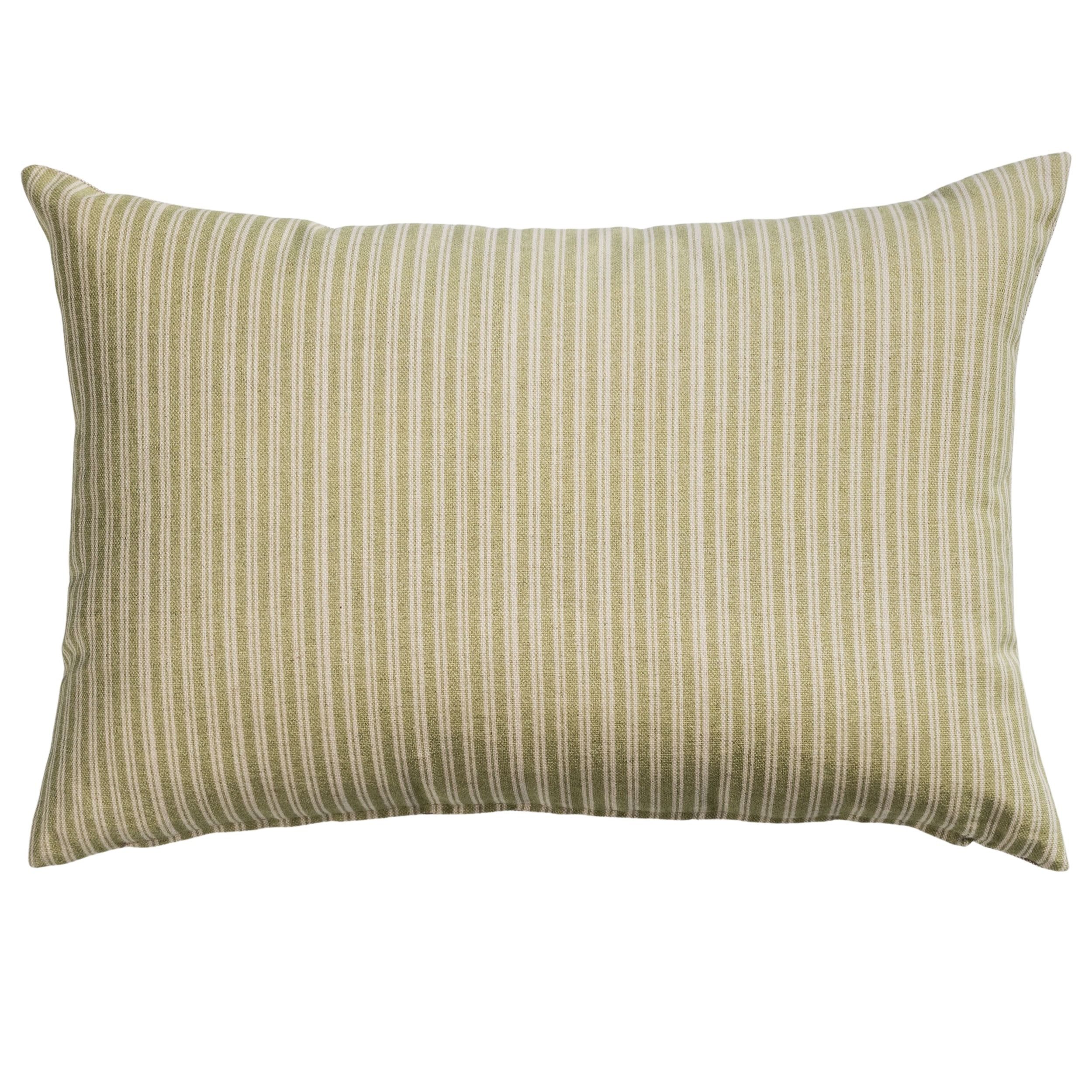 Willowbrook Pinstripe Brushed Linen Blend Boudoir Cushion in Soft Sage