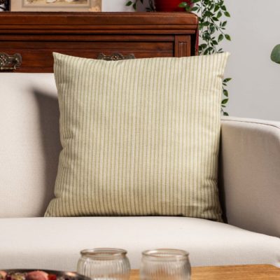 Willowbrook Pinstripe Brushed Linen Blend Cushion in Soft Sage