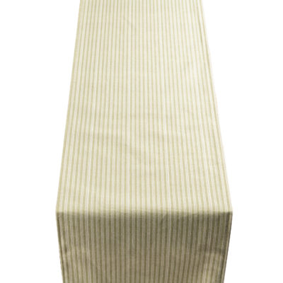 Willowbrook Pinstripe Brushed Linen Blend Table Runner in Soft Sage