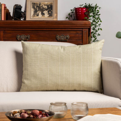 Willowbrook Pinstripe Brushed Linen Blend XL Rectangular Cushion in Soft Sage