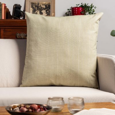 Willowbrook Pinstripe Brushed Linen Blend Extra-Large Cushion in Soft Sage