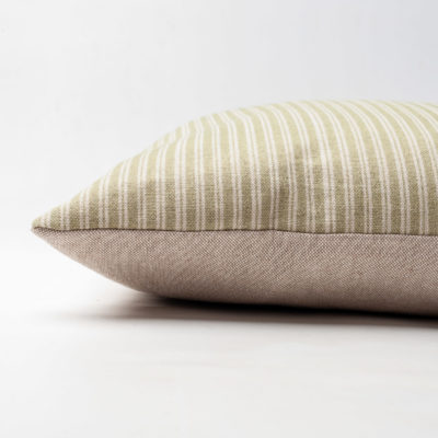 Willowbrook Pinstripe Brushed Linen Blend Extra-Large Cushion in Soft Sage