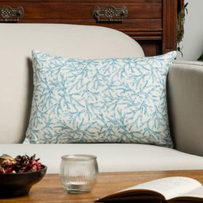 Coral Reef Boudoir Cushion in Duck Egg Blue