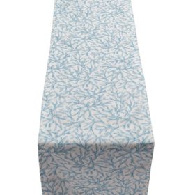 Coral Reef Table Runner in Duck Egg Blue and White
