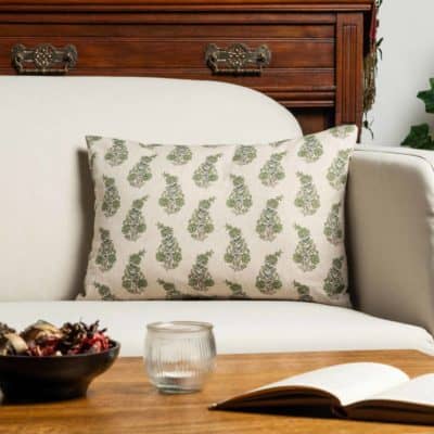 Willowmere Sprig Boudoir Cushion in Sage Green