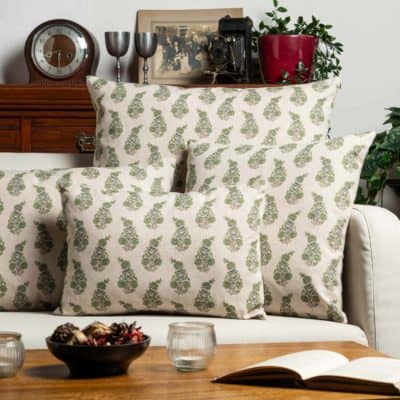 Willowmere Sprig Boudoir Cushion in Sage Green
