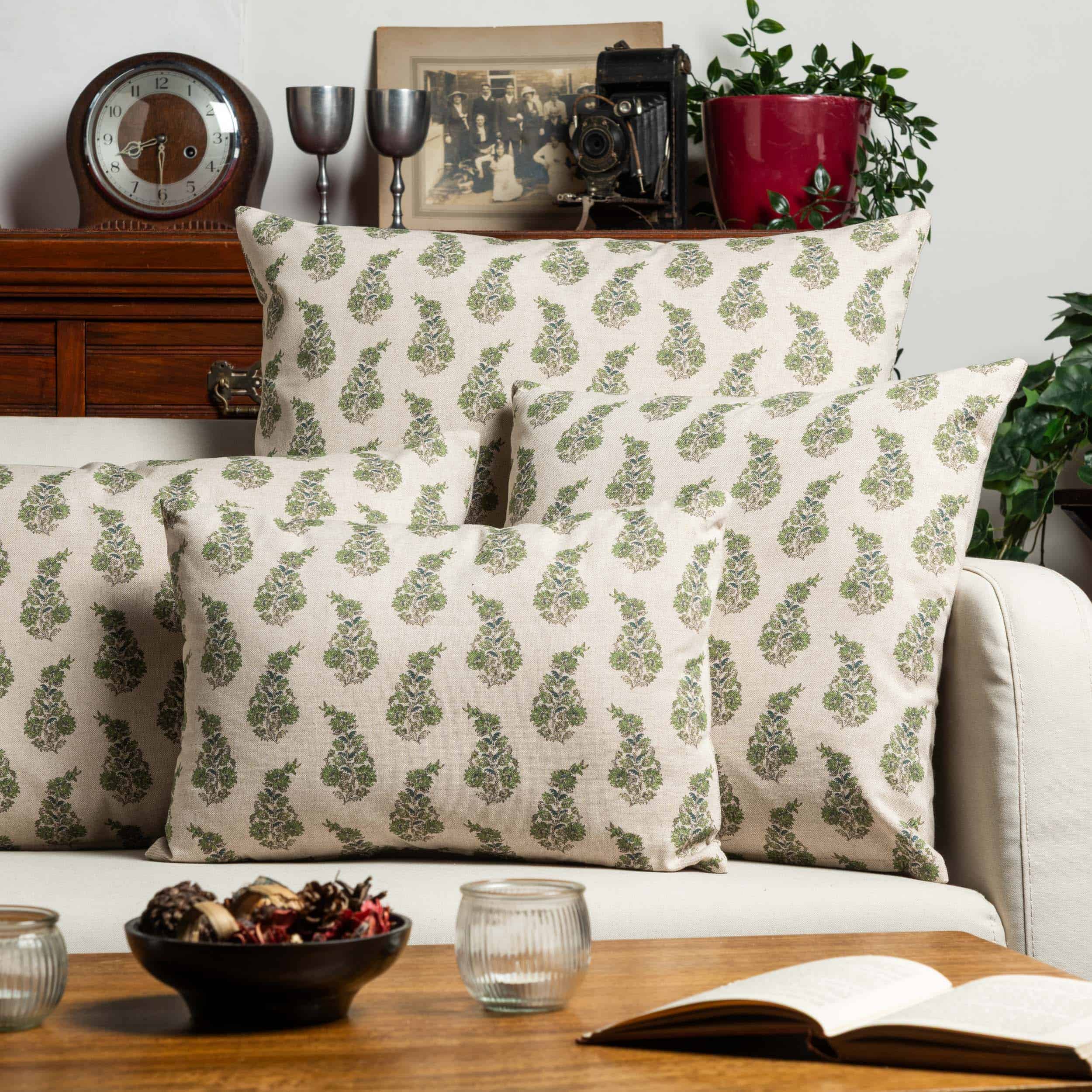 Willowmere Sprig Cushion in Sage Green