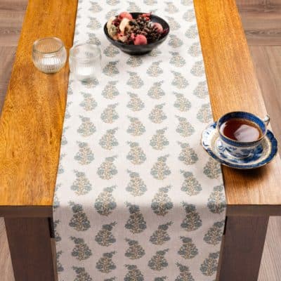 Willowmere Sprig Table Runner in Duck Egg Blue