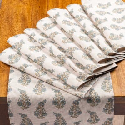Willowmere Sprig Table Runner in Duck Egg Blue