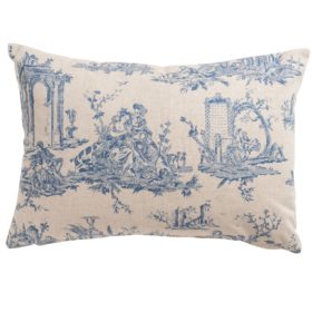 Chateau Toile Boudoir Cushion in Cornflower Blue