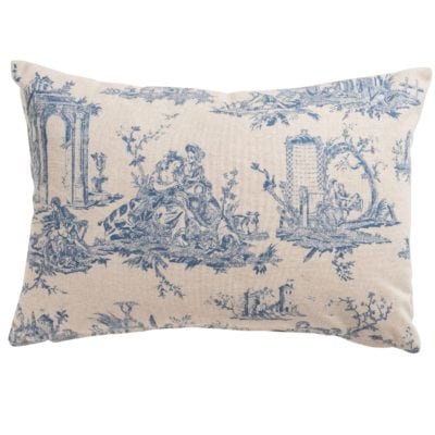 Chateau Toile Boudoir Cushion in Cornflower Blue