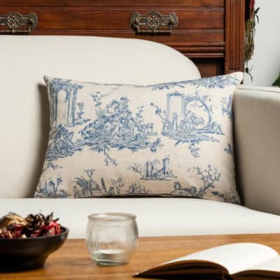Chateau Toile Boudoir Cushion in Cornflower Blue
