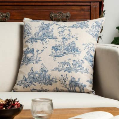 Chateau Toile Cushion in Cornflower Blue