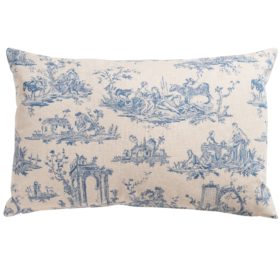 Chateau Toile XL Rectangular Cushion in Cornflower Blue