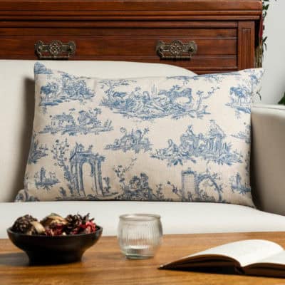 Chateau Toile XL Rectangular Cushion in Cornflower Blue