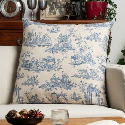 Chateau Toile Extra-Large Cushion in Cornflower Blue