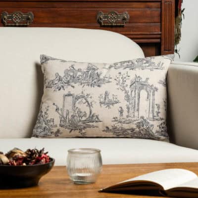 Chateau Toile Boudoir Cushion in Dove Grey