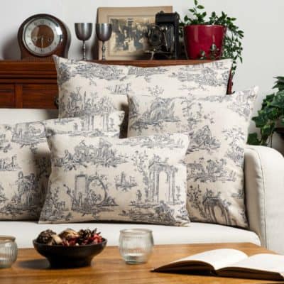 Chateau Toile Boudoir Cushion in Dove Grey
