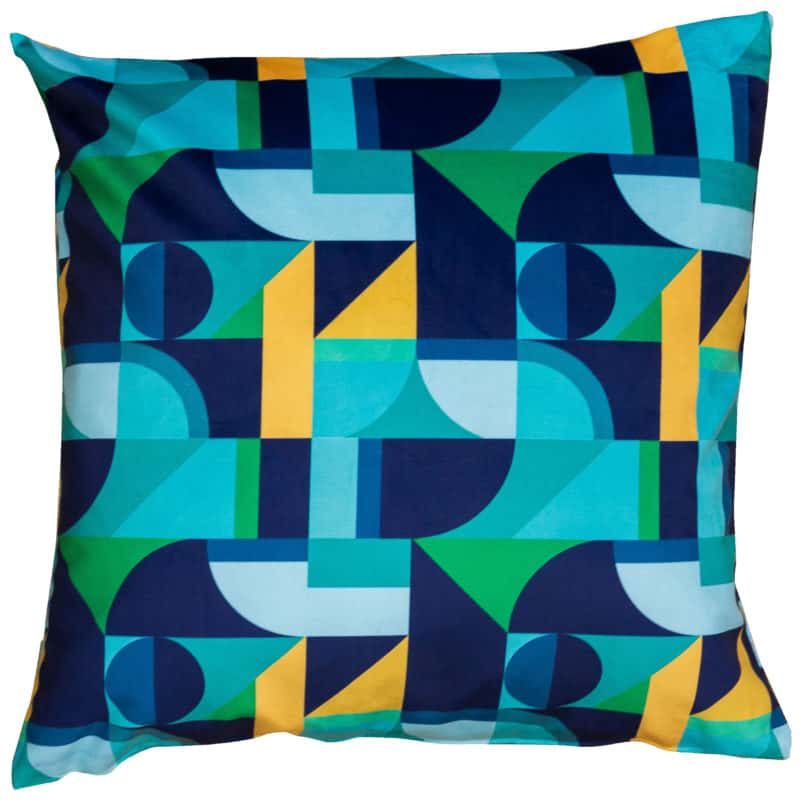 Abstract Picasso Velvet XL Cushion in Blue and Green