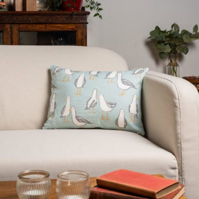 Seagull Boudoir Cushion in Duck Egg