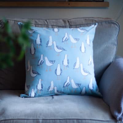 Seagull Extra-Large Cushion in Duck Egg