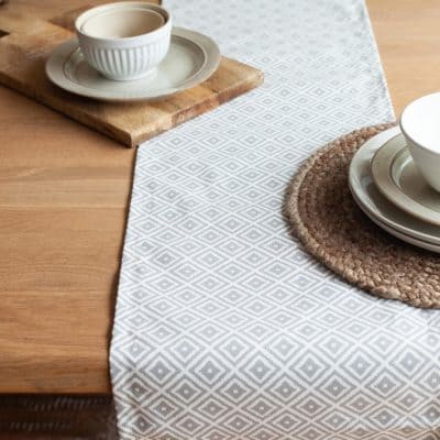 Scandi Ikat Table Runner in Grey