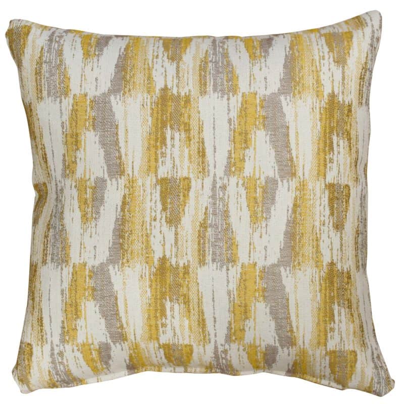 Ochre Yellow and Grey Abstract Ikat Woven Cushion