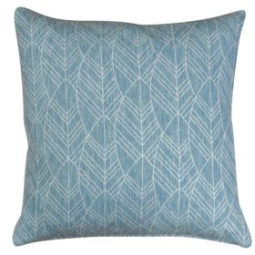 Boho Scandi Woven Leaf Cushion in Duck Egg Blue