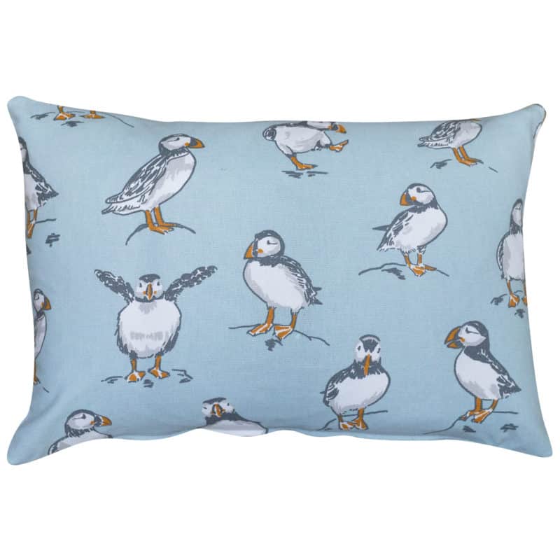 Puffins Boudoir Cushion in Mineral Blue