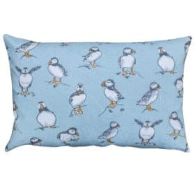 Puffins XL Rectangular Cushion in Mineral Blue