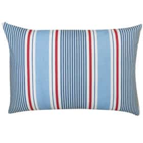 Coastal Stripe Boudoir Cushion in Soft Blue and Red