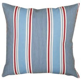 Coastal Stripe Cushion in Soft Blue and Red