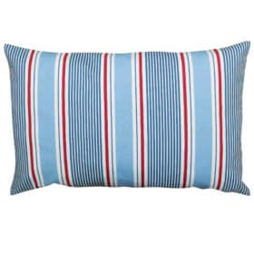 Coastal Stripe XL Rectangular Cushion in Soft Blue and Red