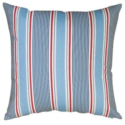 Coastal Stripe Extra-Large Cushion in Soft Blue and Red