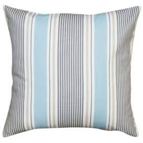 Coastal Stripe Cushion in Duck Egg Blue