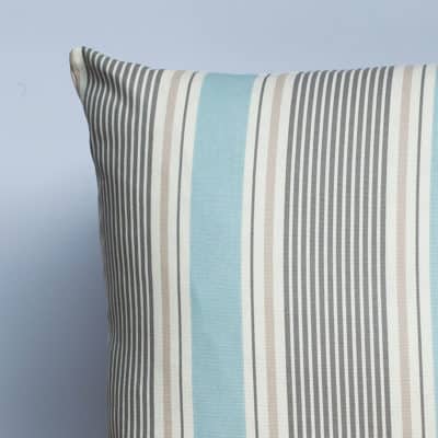 Coastal Stripe Cushion in Duck Egg Blue