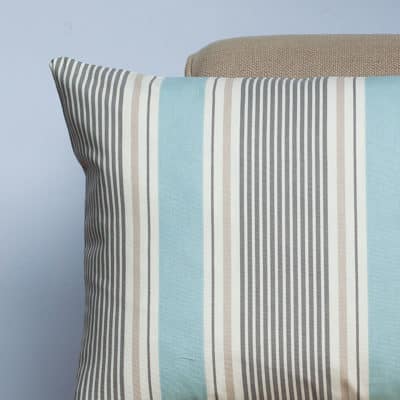 Coastal Stripe XL Rectangular Cushion in Duck Egg Blue