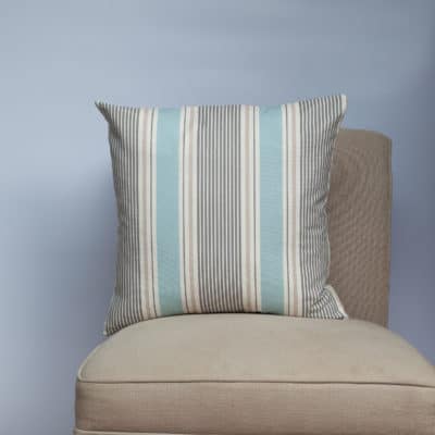 Coastal Stripe Extra-Large Cushion in Duck Egg Blue