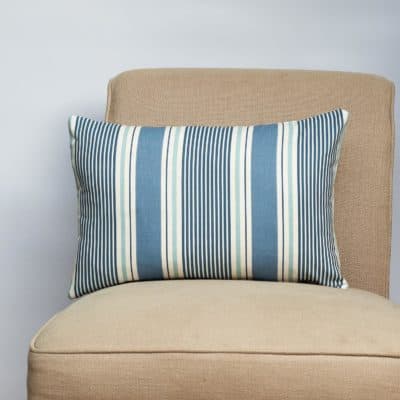 Coastal Stripe Boudoir Cushion in Navy Blue