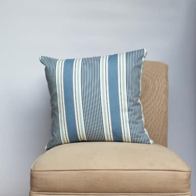 Coastal Stripe Cushion in Navy Blue