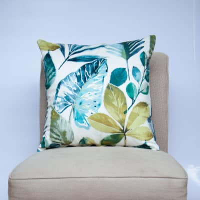 Tropical Velvet Cushion in Petrol Blue
