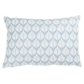 Minimalist Scandi Leaf Boudoir Cushion in Cornflower Blue