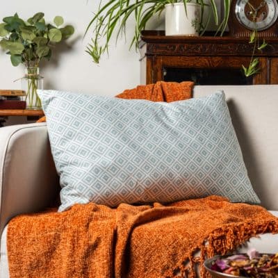 Scandi Ikat XL Rectangular Cushion in Duck Egg Blue