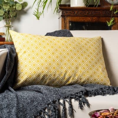 Scandi Ikat XL Rectangular Cushion in Ochre
