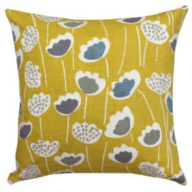 Bright Yellow Scandi Tulip Print Cushion