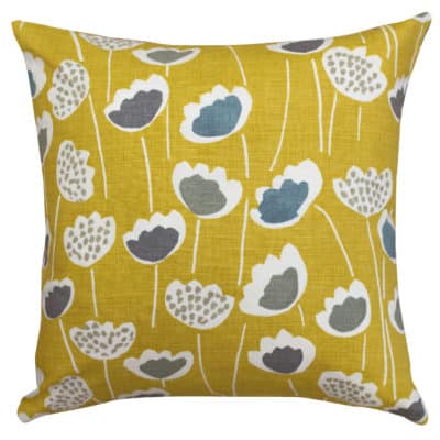 Bright Yellow Scandi Tulip Print Cushion
