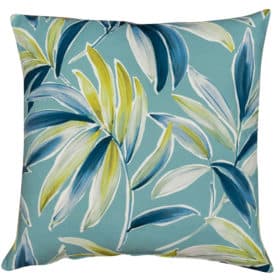 Tropical Banana Leaf Print Cushion in Duck Egg Blue