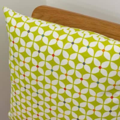 Retro Mini Geometric Print Cushion in Lime Green