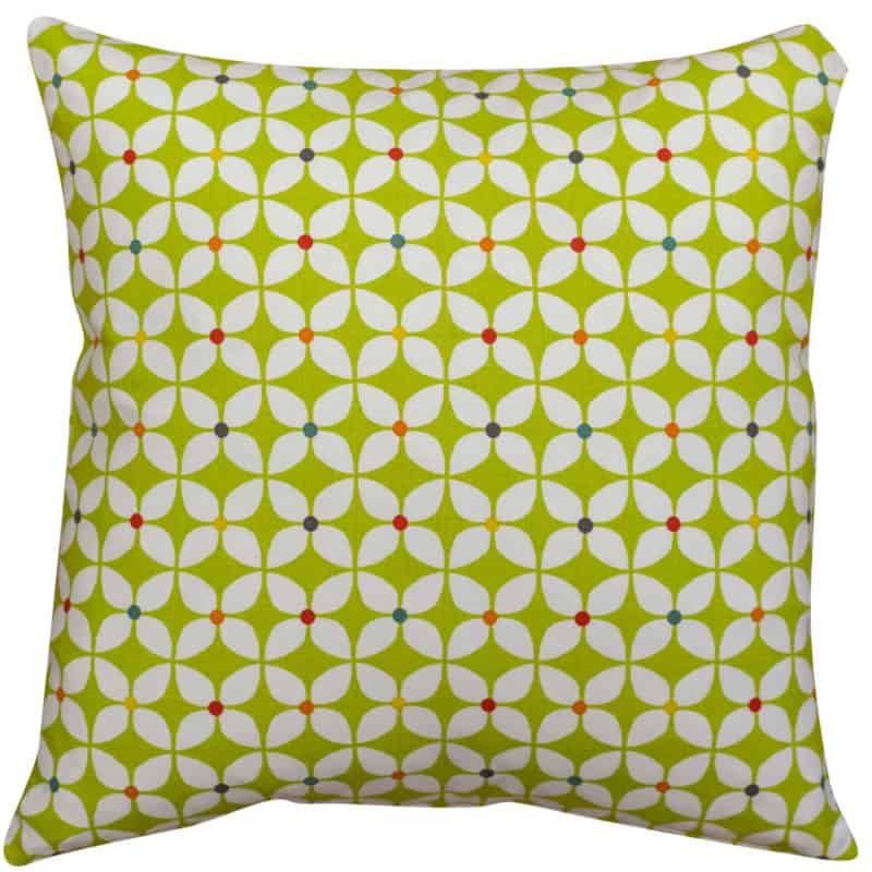 Retro Mini Geometric Print Cushion in Lime Green