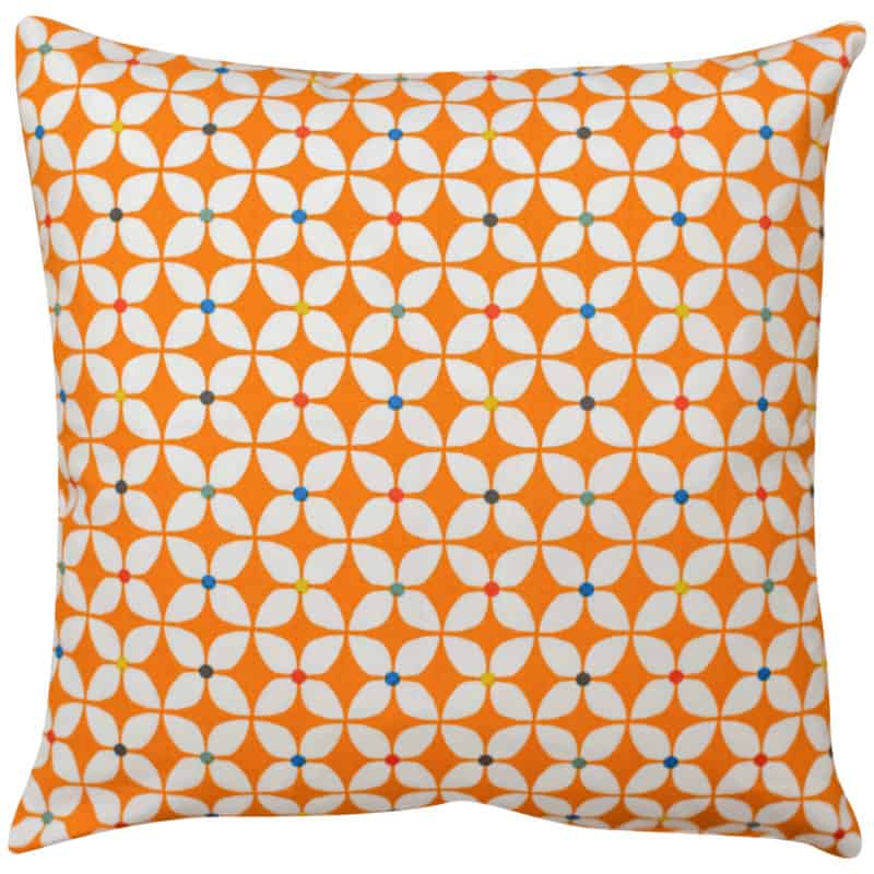 Retro Mini Geometric Print Cushion in Orange